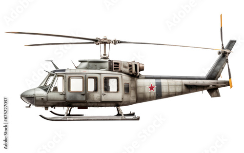Classic Huey Helicopter on Transparent Background