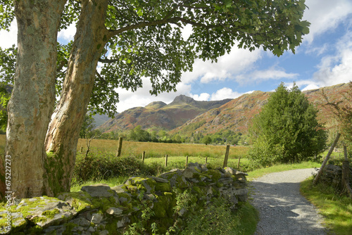 Obraz na płótnie A lane along the bottom of the Great Langdale Valley in the Lake District w salonie