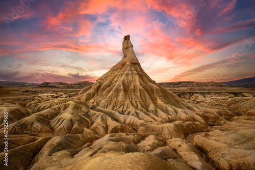 Curious geological formation due to erosion in the Bárdenas Reales natural park, Biosphere reserve, in Navarra, Spain