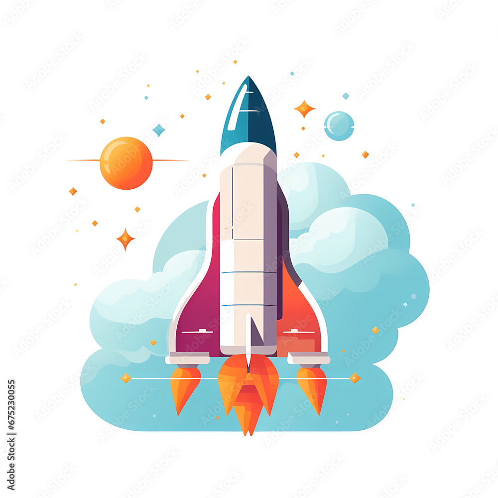 Obraz premium Simple flat illustration space rocket