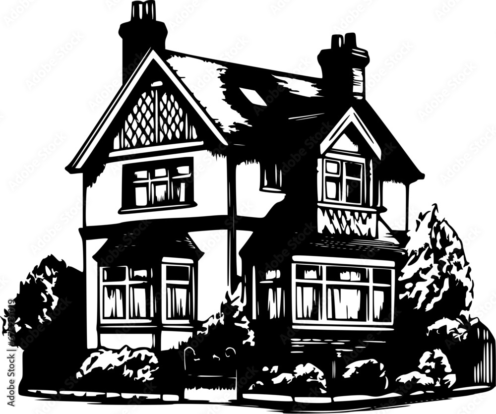 Hand-drawn House Sketch Vintage Outline Icon