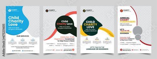 kids charity flyer design donation social banner poster template 