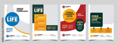 kids charity flyer design donation social banner poster template  photo