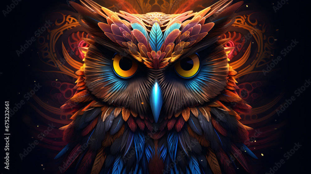 owl made of fractals psychedelic prismatic - generated by AI owl made of fractals psychedelic prismatic - generated by AI