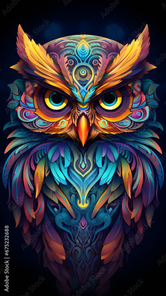 owl made of fractals psychedelic prismatic - generated by AI owl made of fractals psychedelic prismatic - generated by AI