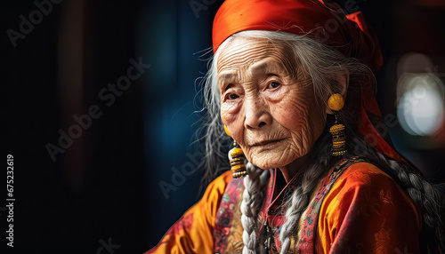 Chinese old woman in traditional costume