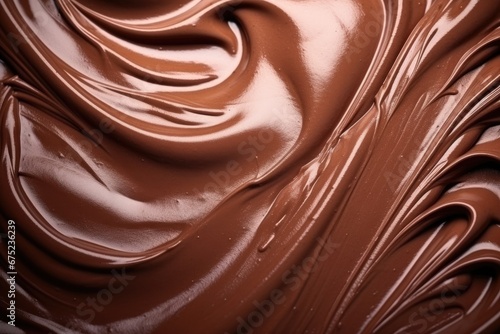 macro texture swirl of brown chocolate ice cream.
