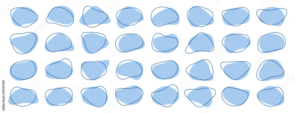 Amoeba, irregular blob shape vector illustration set