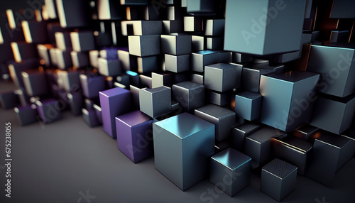 Background of cubes rendered in 3D © drizzlingstarsstudio