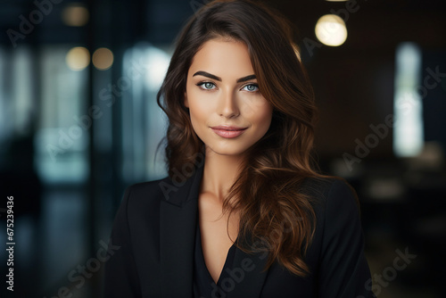 Attractive lady executive business leader manager looking at camera generative AI