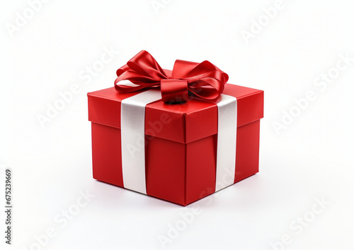 Red Christmas gift box isolated on white background © Mishi