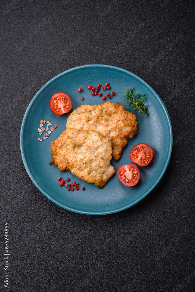 Delicious baked chicken or turkey chops with salt, spices and herbs Delicious baked chicken or turkey chops with salt, spices and herbs