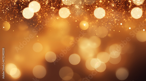 Golden lights and bokeh, christmas background