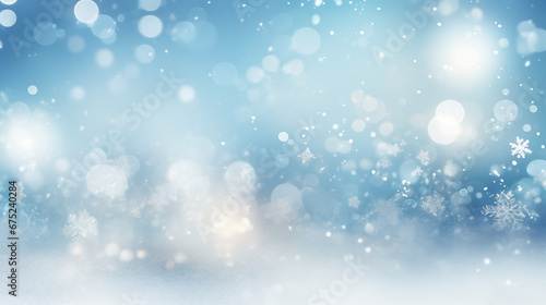 Blue winter bokeh, christmas background