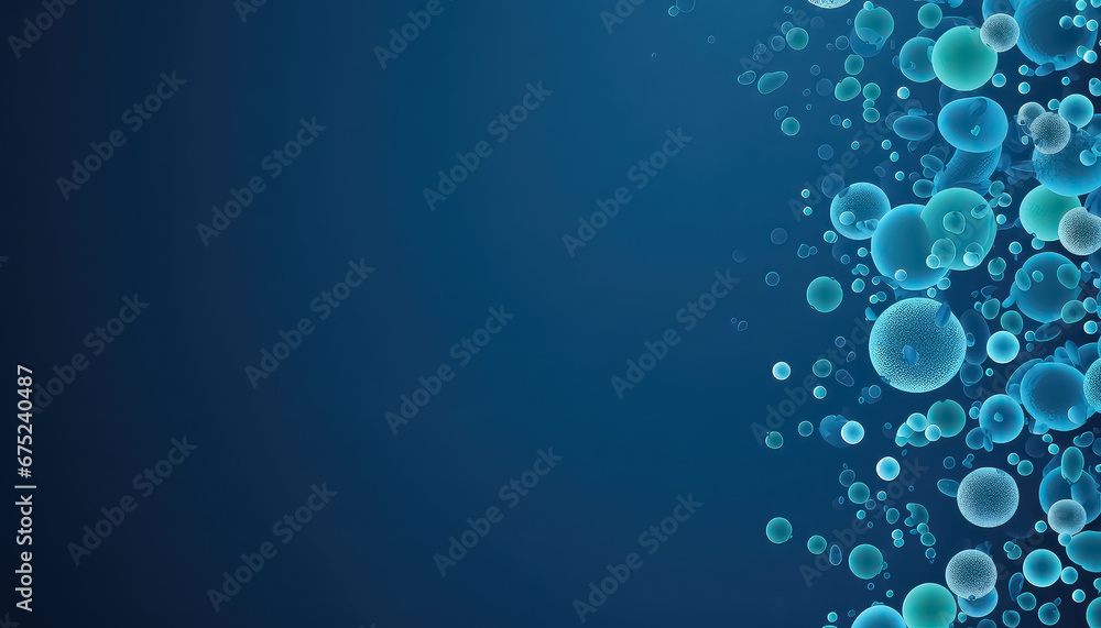 Bacteria on a blue background, world cancer day concept