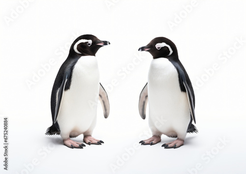 Cute Penguins on a white background studio shot