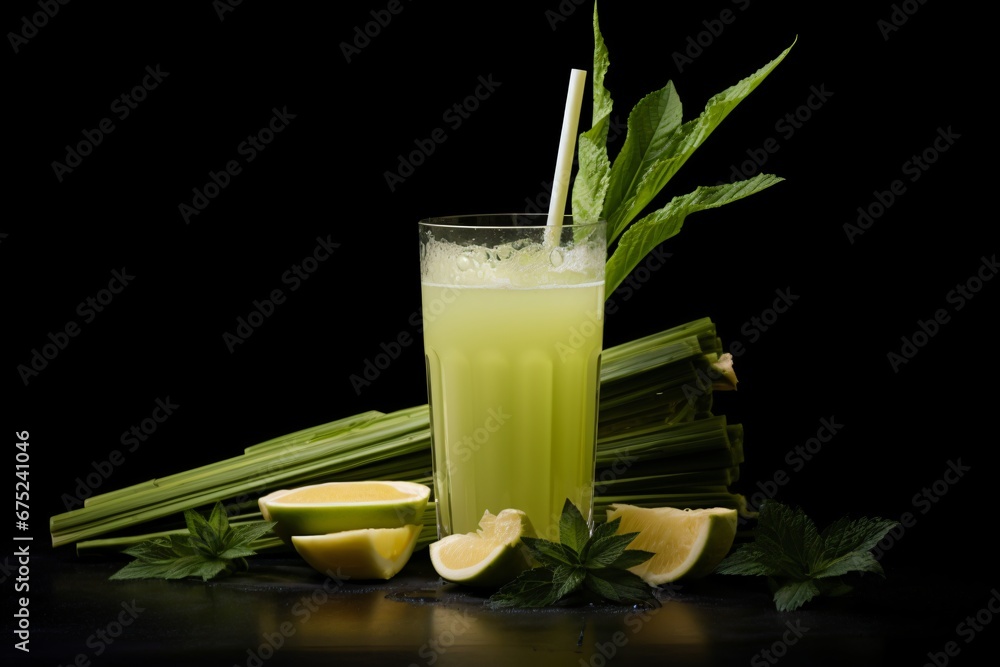 Sugarcane juice in a glass Sugarcane juice in a glass