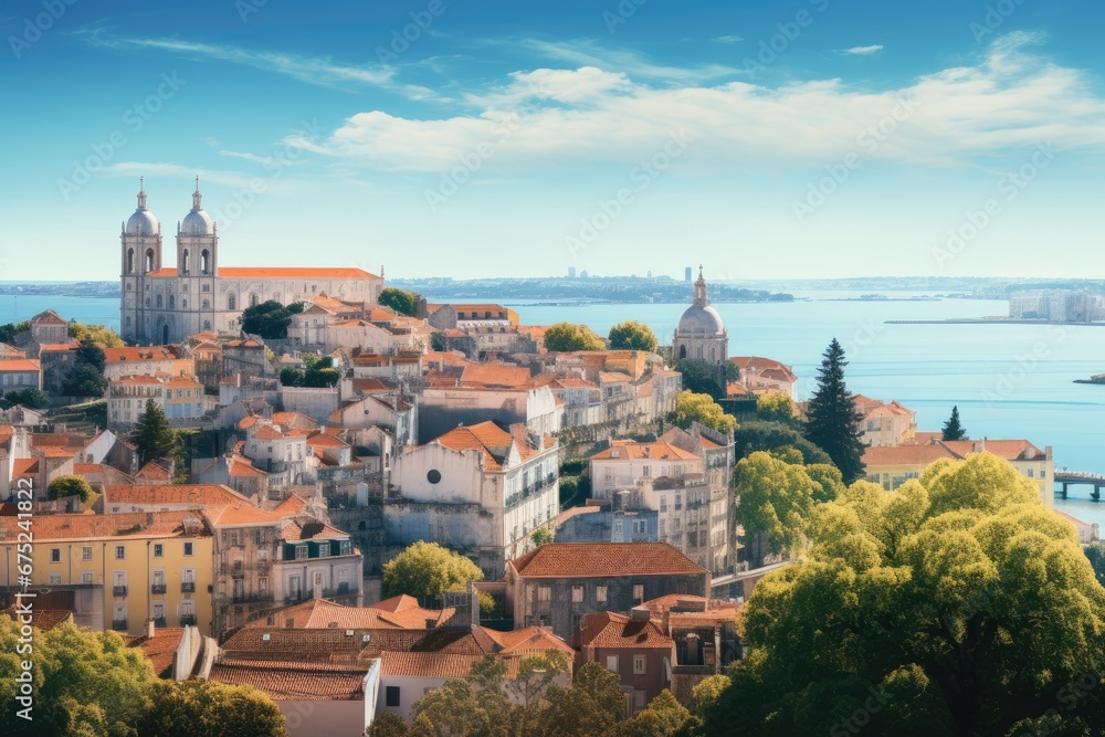Panoramic view of the old town of Dubrovnik, Croatia, panorama of the mountains, AI Generated