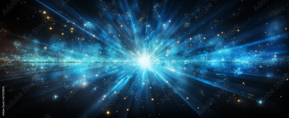 Fototapeta premium Magic luminous azure glow design on dark background 3d render_