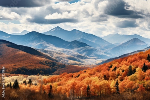 Autumn landscape in the Carpathian mountains. Ukraine  Europe  Panorama mountain autumn landscape  AI Generated
