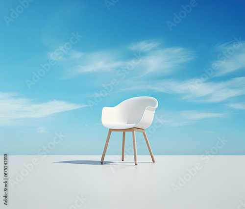 Modern white chair  blue skies  product image