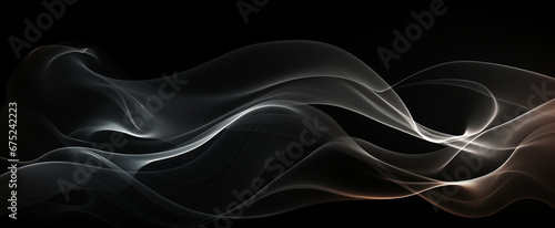 Abstract white and black glows with smoke background. 3d render_