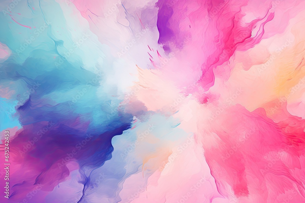 Abstract colorful watercolor for background. Digital art painting. Color texture, pastel paint colorful splashes background pastel color palette, AI Generated