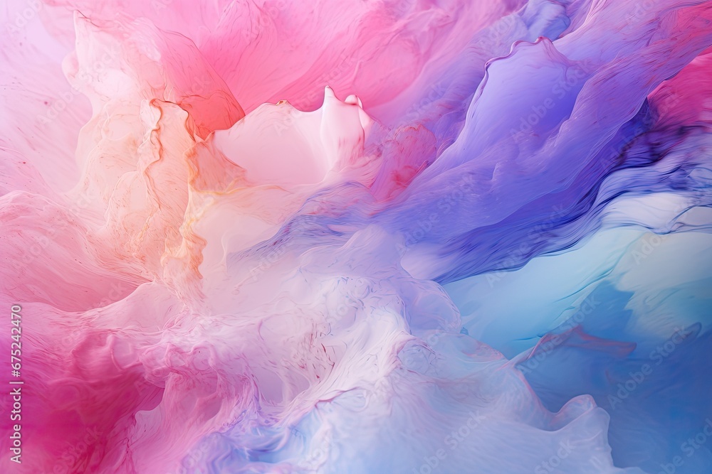 abstract background of acrylic paint in blue, pink and purple colors, pastel paint colorful splashes background pastel color palette, AI Generated