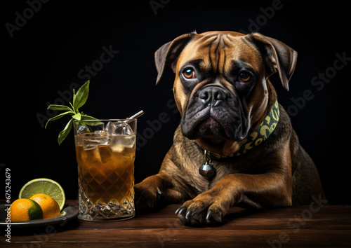 Drunk dog drinking a cocktail © khan