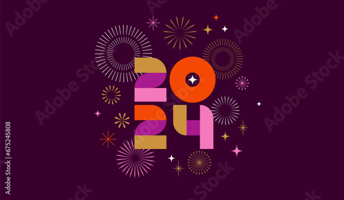Happy New Year 2024, poster, banner and card design