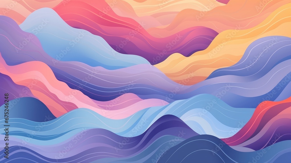 Fototapeta premium Abstract mountain landscape seamless pattern. Colorful wave background