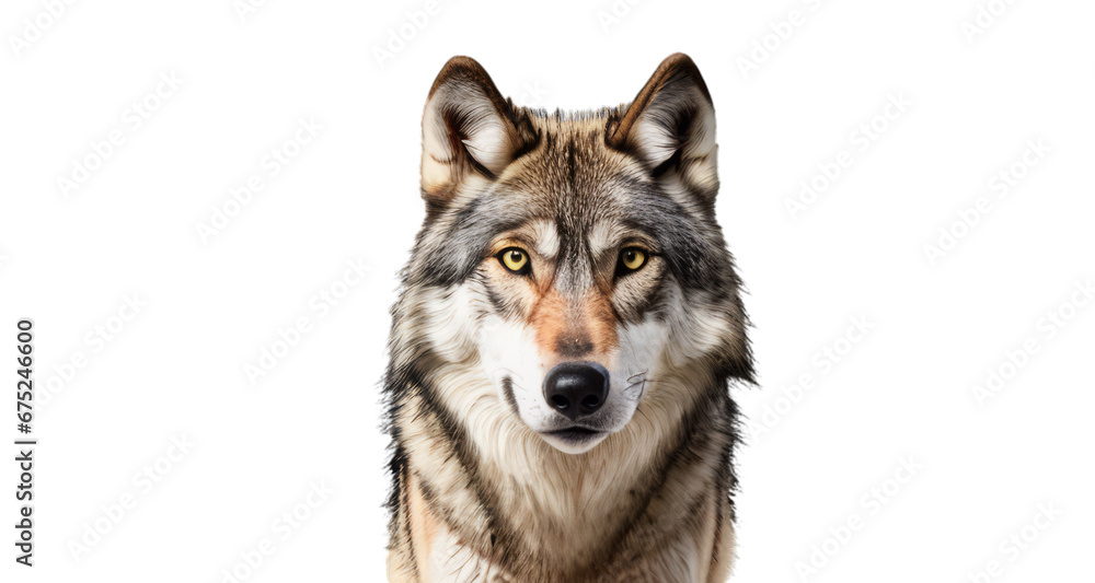 portrait of a wolf white background, isolate, png