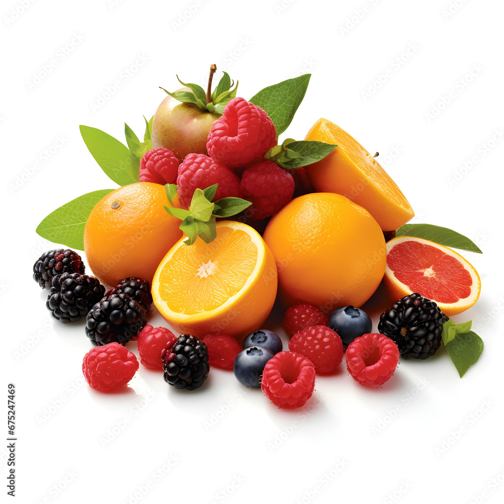 Mix fruits on white table Mix fruits on white table