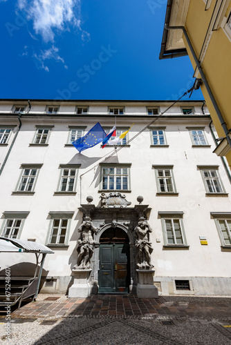 jubljana, Slovenia - June 27, 2023: Beautiful downtown Ljubljana City. photo