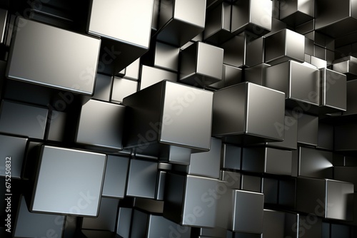 Abstract cubes on a metallic background. Generative AI