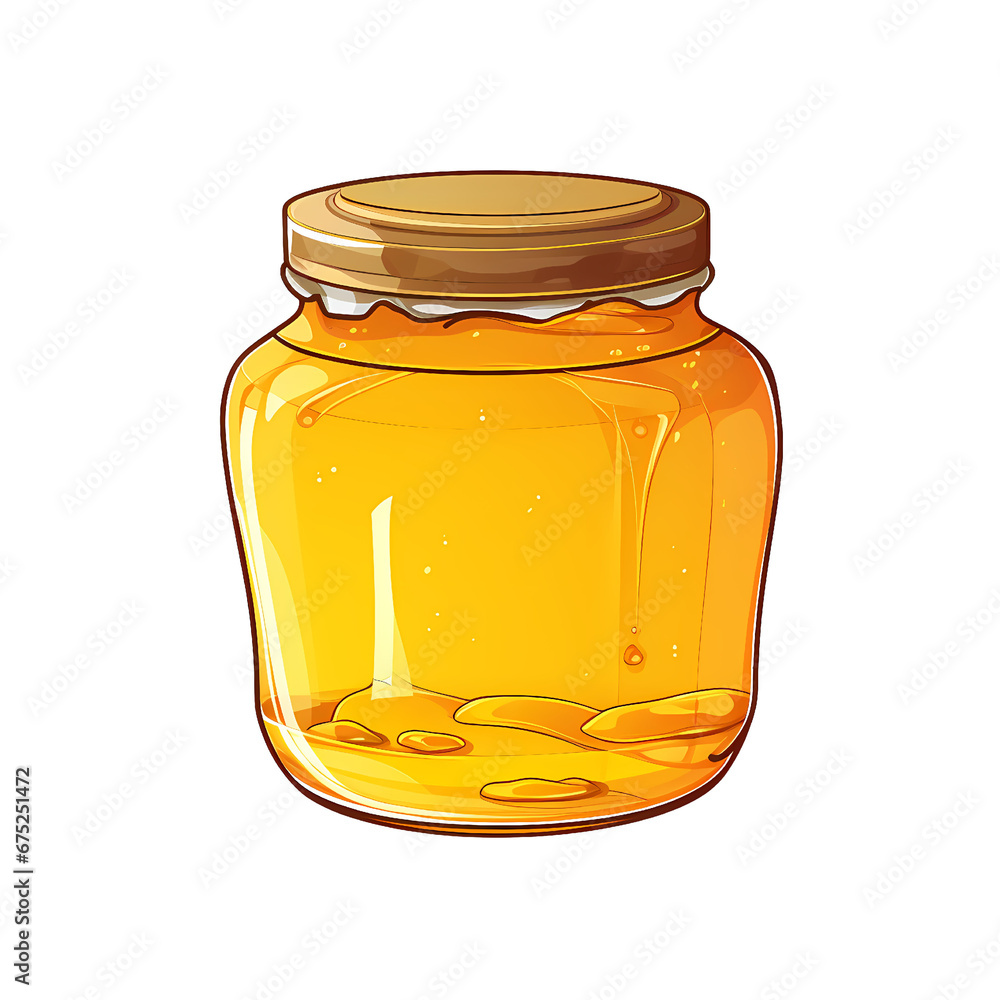 Simplified flat art illustration of a honey jar Simplified flat art illustration of a honey jar