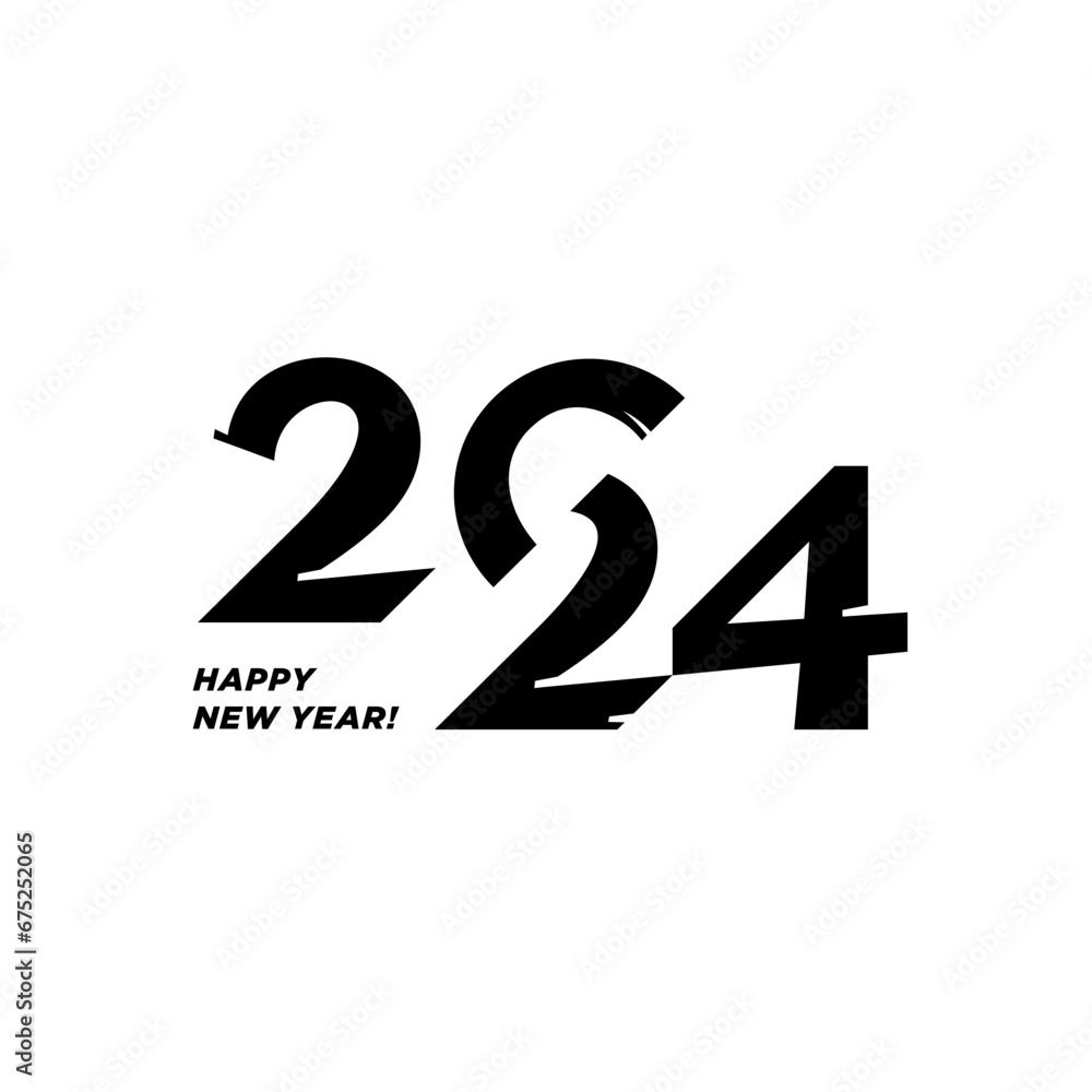 2024, Happy New Year 2024 Design template with typography logo 2024 for