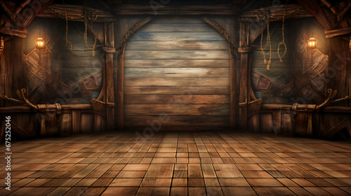 Empty pirate ship deck background for theater stage