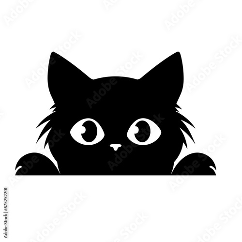 cute illustration of black cat peaking