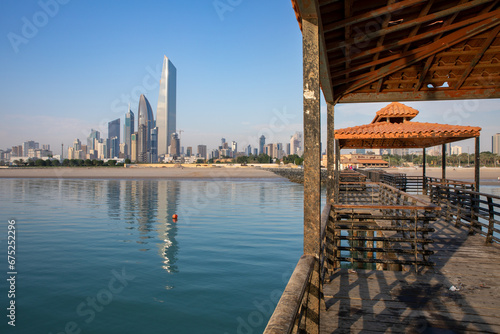 Kuwait City Skyline in the Persian Gulf. The capital of Kuwait, Middle East. 