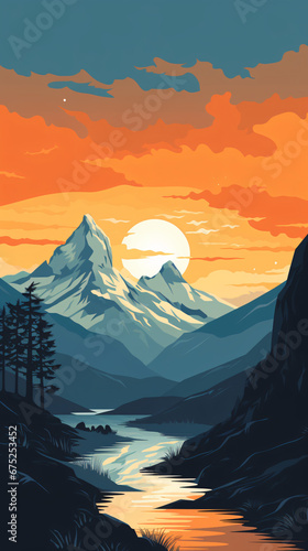 Silhouette Of Mountain vector art