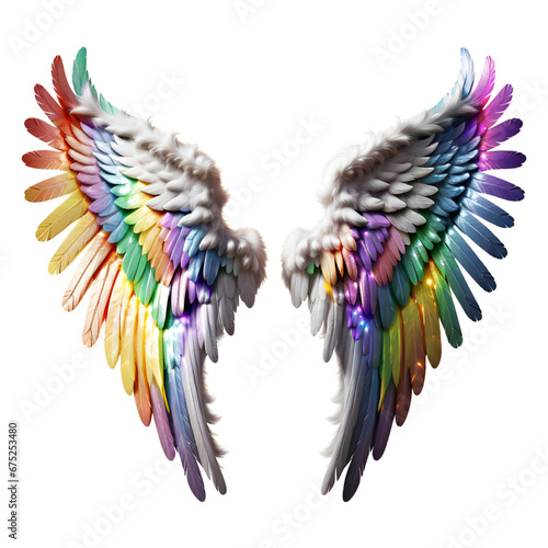 Rainbow Angel Wings Isolated on Transparent Background © EL.Khalid
