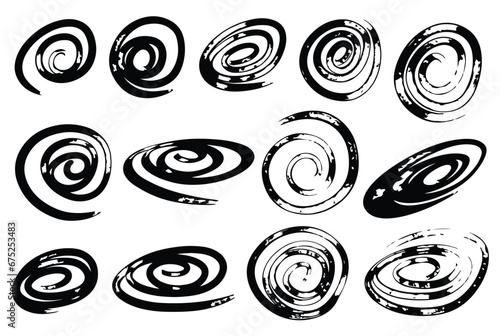 Spirals Set Silhouette Vector
