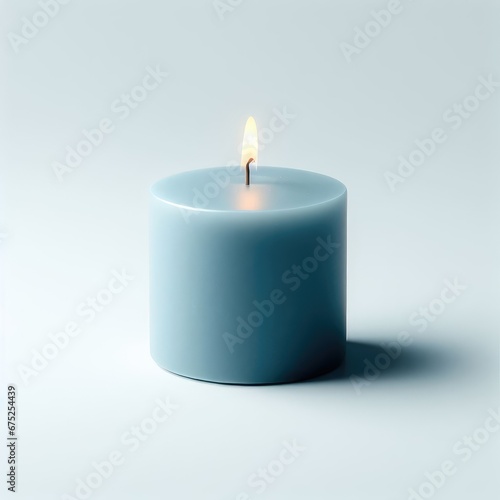 blue candle on a  white