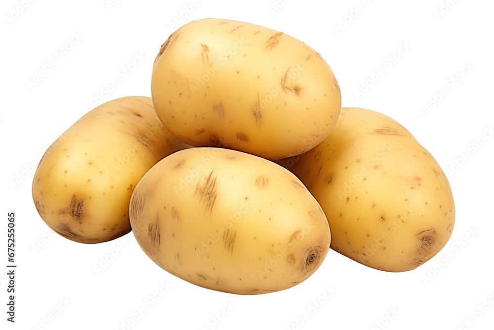A group of potatoes on a white background - isolated on transparent background A group of potatoes on a white background - isolated on transparent background