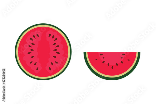 Watermelon vector illustration. Colored illustration in flat style isolated on white background.
