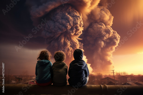 small children see explosions on the outskirts of a residential area