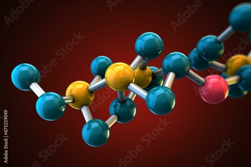 Illustration of hymecromone drug molecule. Generative AI photo