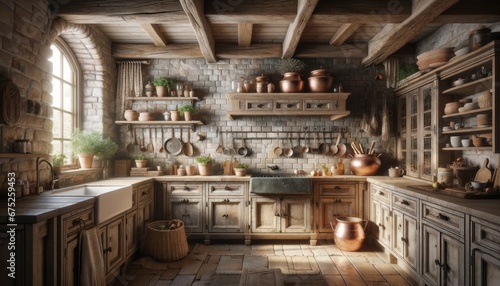 Rustic Kitchen Interior with Design Elements
