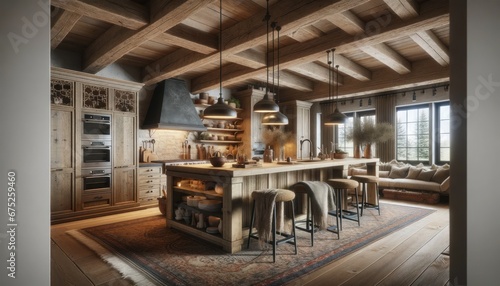 Rustic Kitchen Interior with Design Elements 